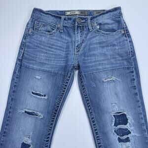 Buckle BKE Aiden Bootcut Jeans 29R Blue Distressed Denim Medium Wash Cotton
